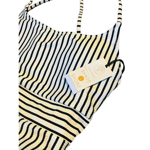 NWT Black and White Striped Shade & Shore High Cut One Piece Swimsuit S - Picture 7 of 7